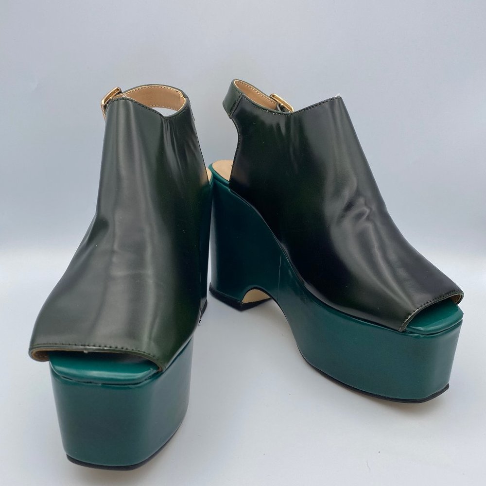 FOWT Peep Toe High Platform Buckled Slingback